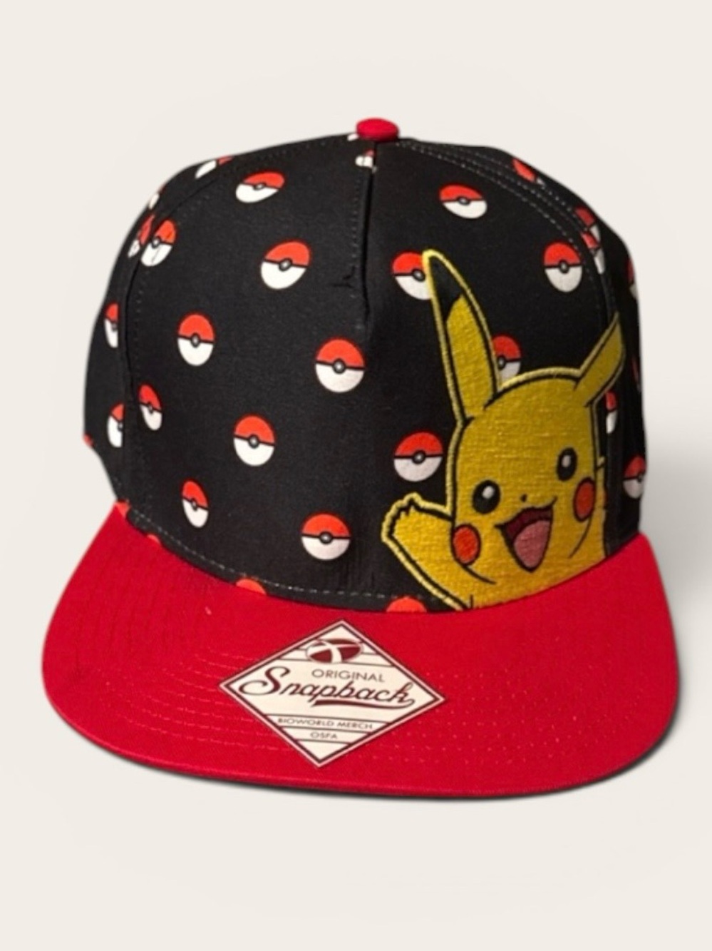 Pokemon Black & Red Pikachu Snapback Hat